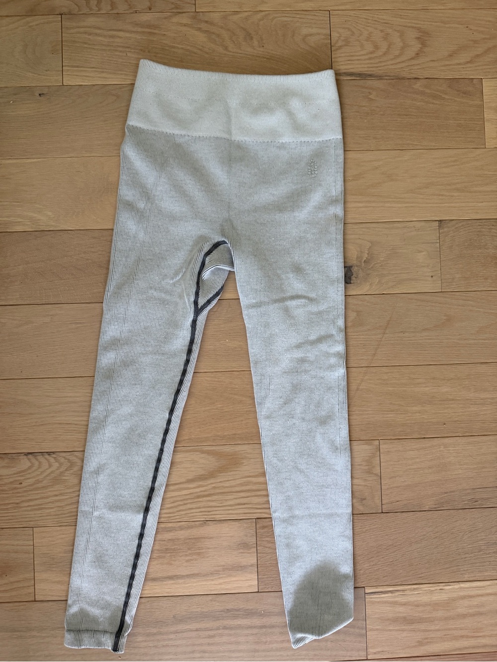 Free People Light Gray High-Waist Seam-Trim Leggings
